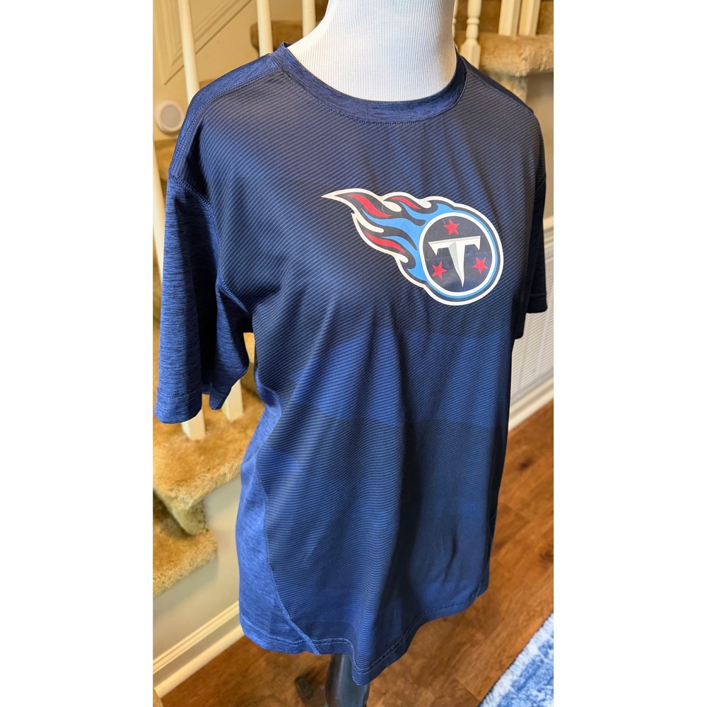 Majestic Tennessee Titans Mens Small Navy Blue CoolBase NFL Logo T-Shirt - Picture 2 of 9